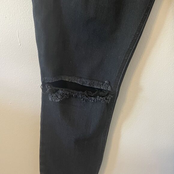 Reformation High And Skinny Faded Black Destroyed Organic Cotton Modal Sz 28 - Picture 6 of 10
